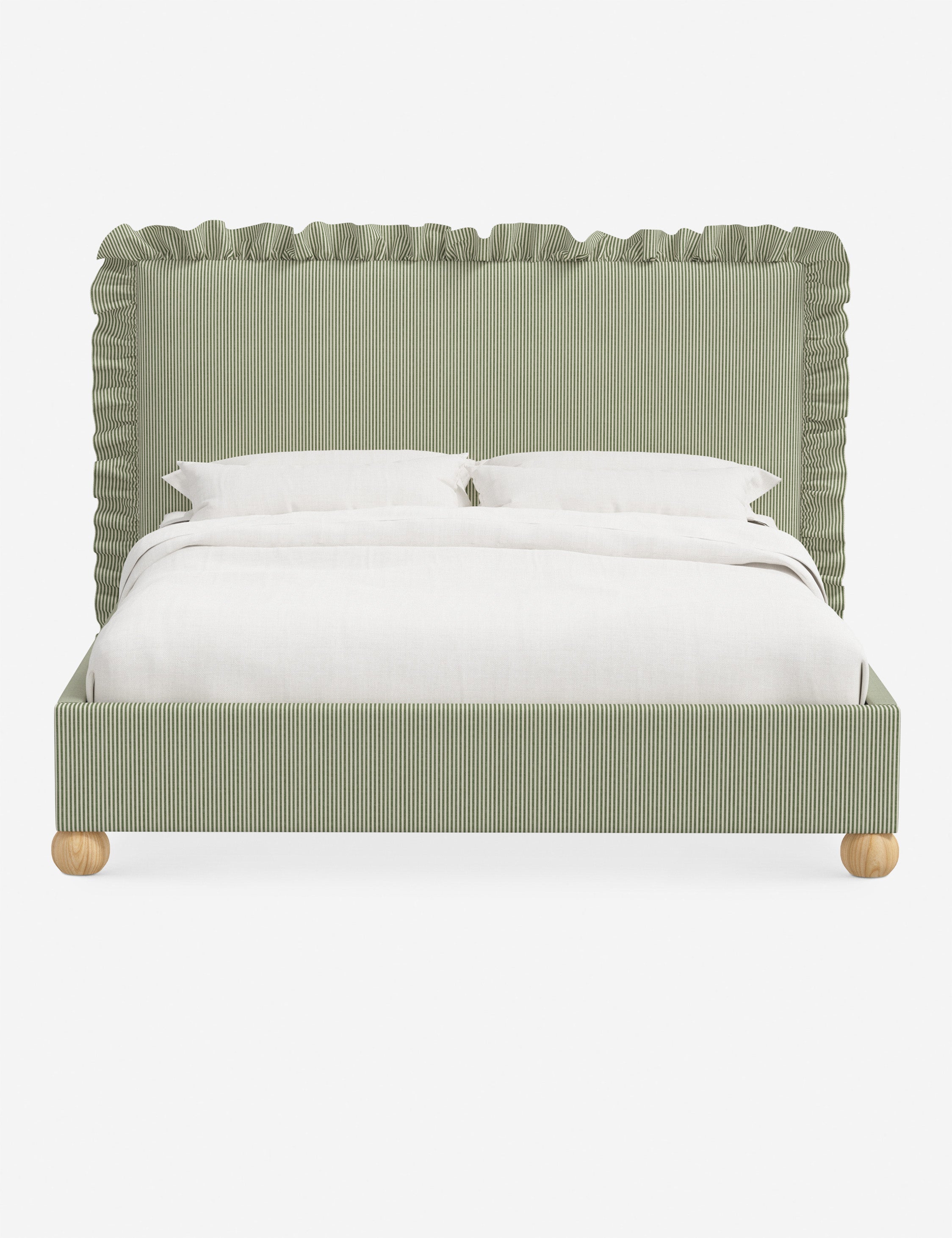 Mira Platform Bed | Ruffled Headboard, Custom Upholstery