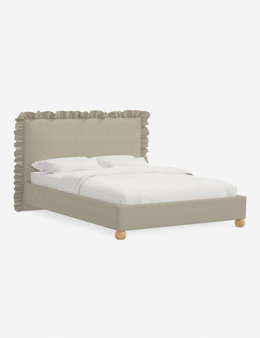 Mira Platform Bed | Ruffled Headboard, Custom Upholstery