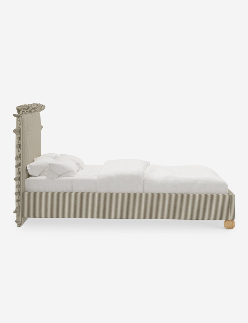 Mira Platform Bed | Ruffled Headboard, Custom Upholstery