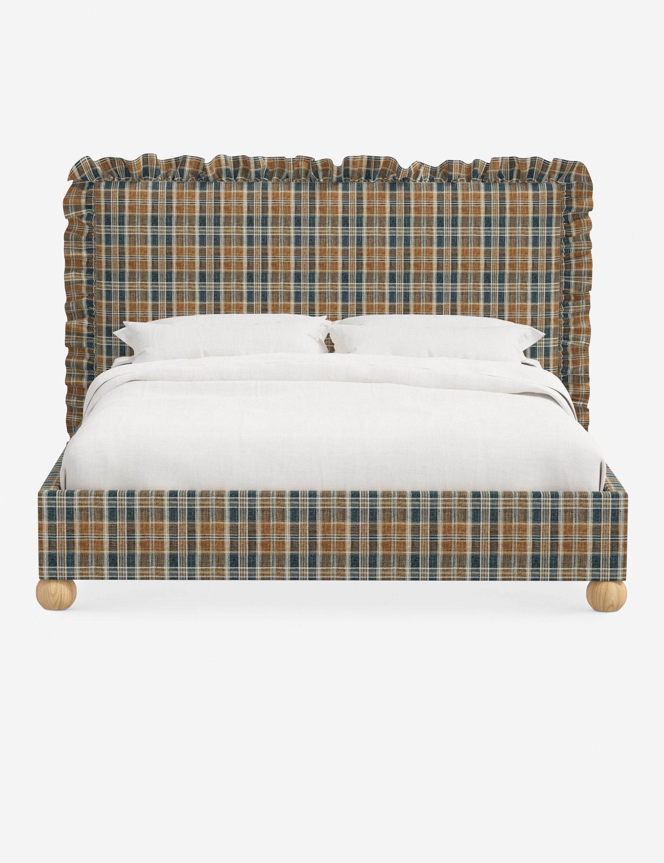 Mira Platform Bed | Ruffled Headboard, Custom Upholstery