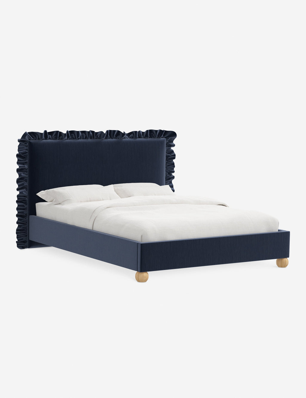 Mira Platform Bed | Ruffled Headboard, Custom Upholstery