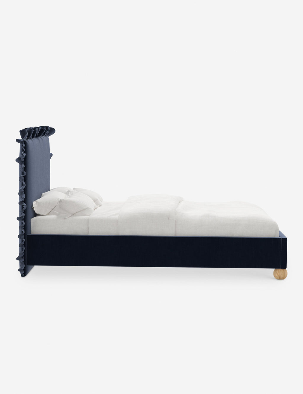 Mira Platform Bed | Ruffled Headboard, Custom Upholstery