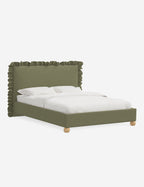 Mira Platform Bed | Ruffled Headboard, Custom Upholstery