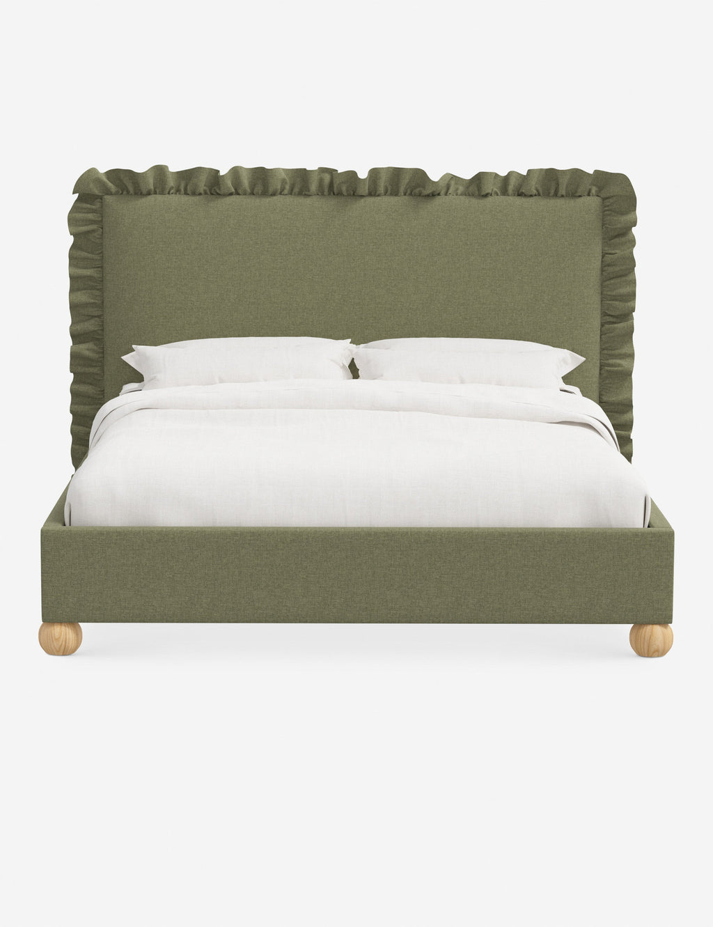 Mira Platform Bed | Ruffled Headboard, Custom Upholstery
