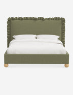 Mira Platform Bed | Ruffled Headboard, Custom Upholstery
