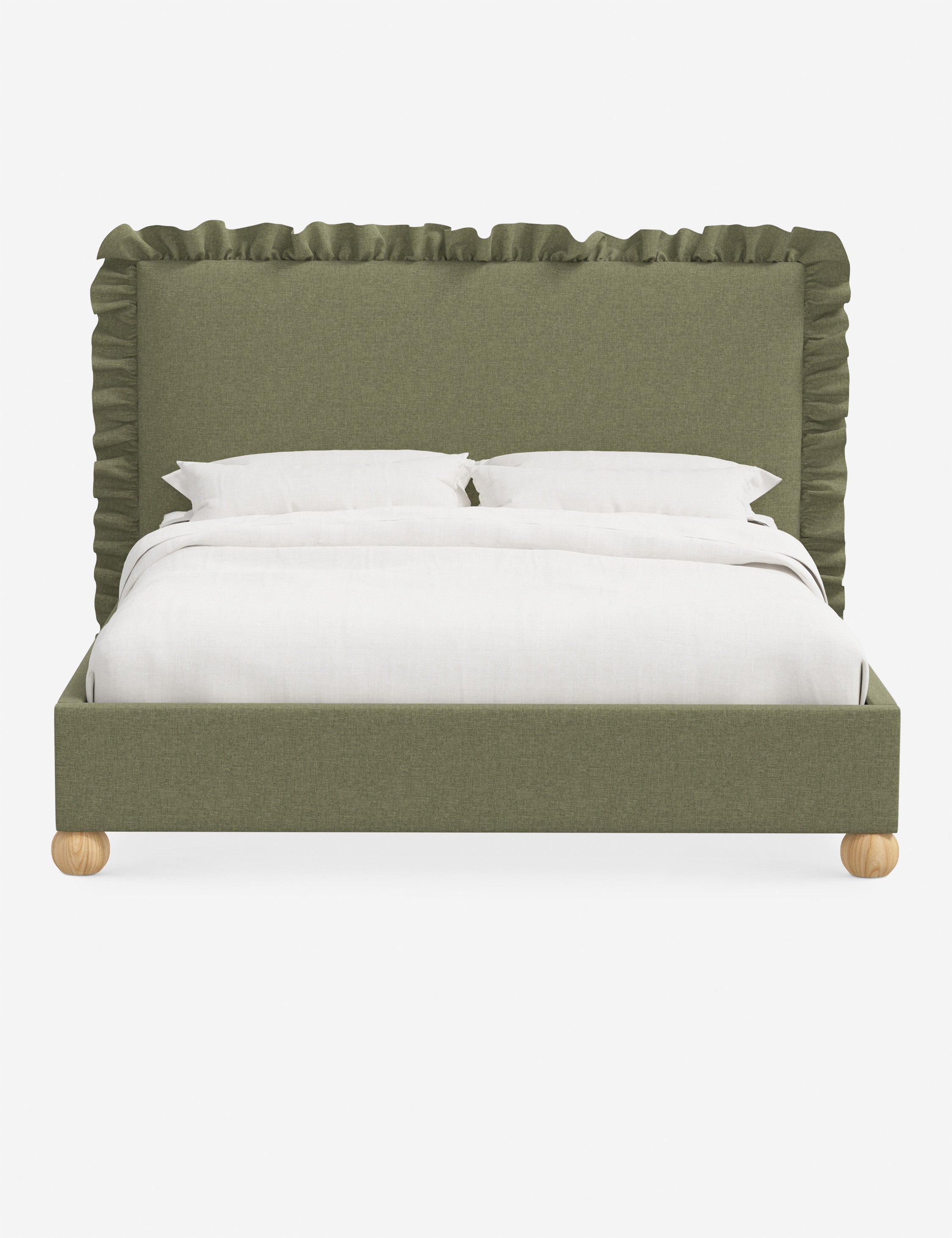 Mira Platform Bed | Ruffled Headboard, Custom Upholstery