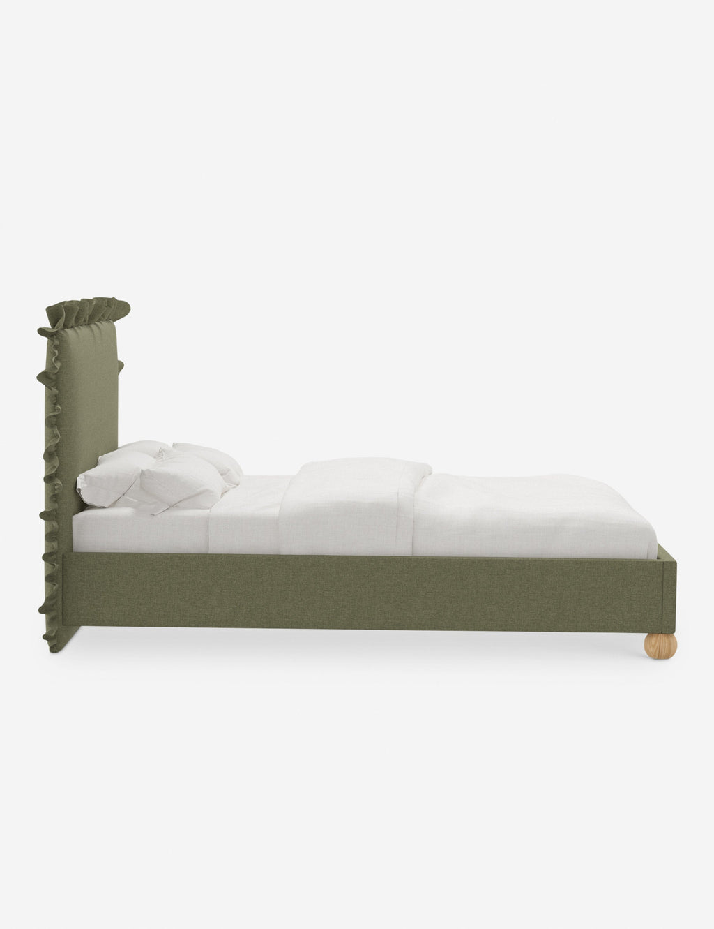 Mira Platform Bed | Ruffled Headboard, Custom Upholstery