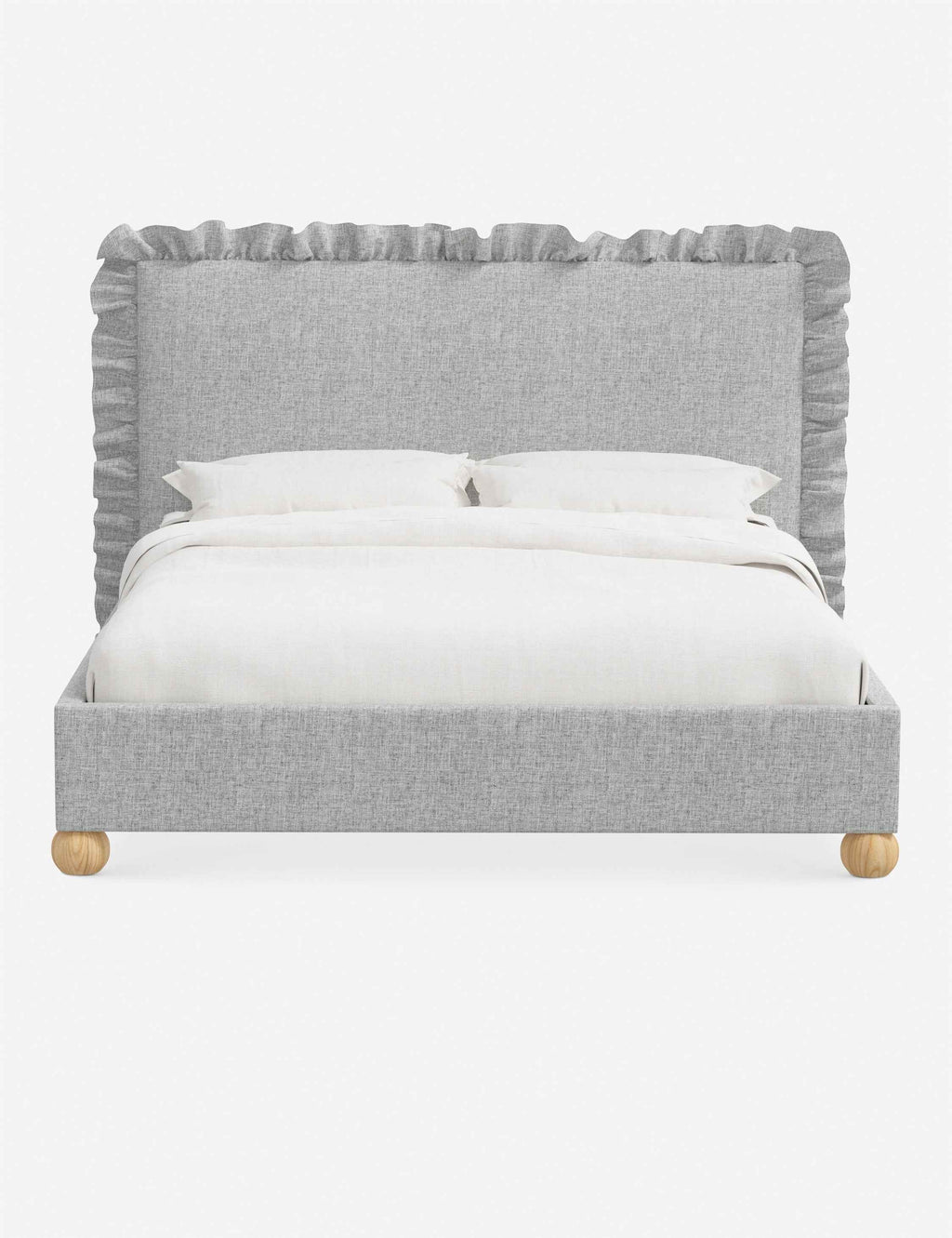 Mira Platform Bed | Ruffled Headboard, Custom Upholstery