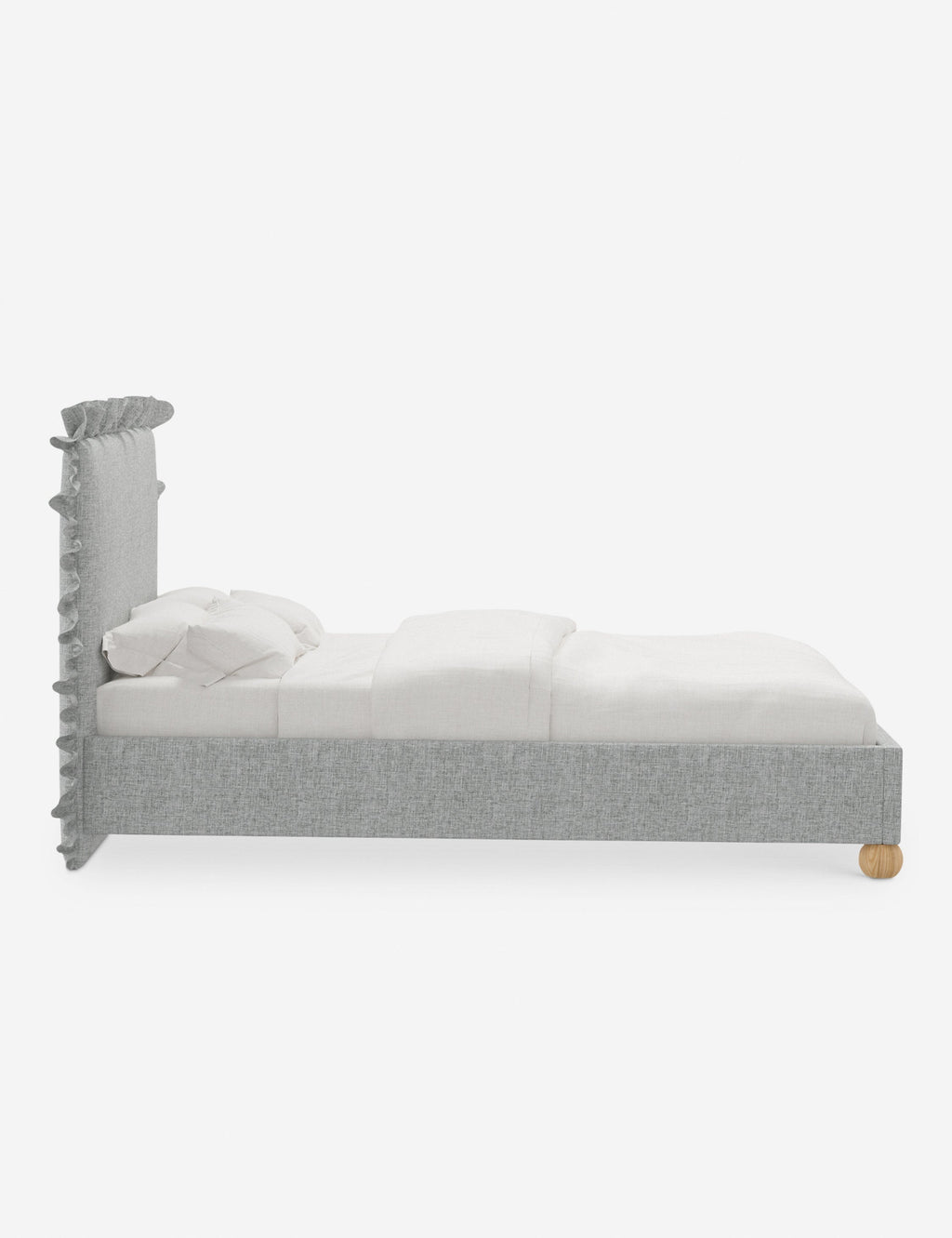 Mira Platform Bed | Ruffled Headboard, Custom Upholstery