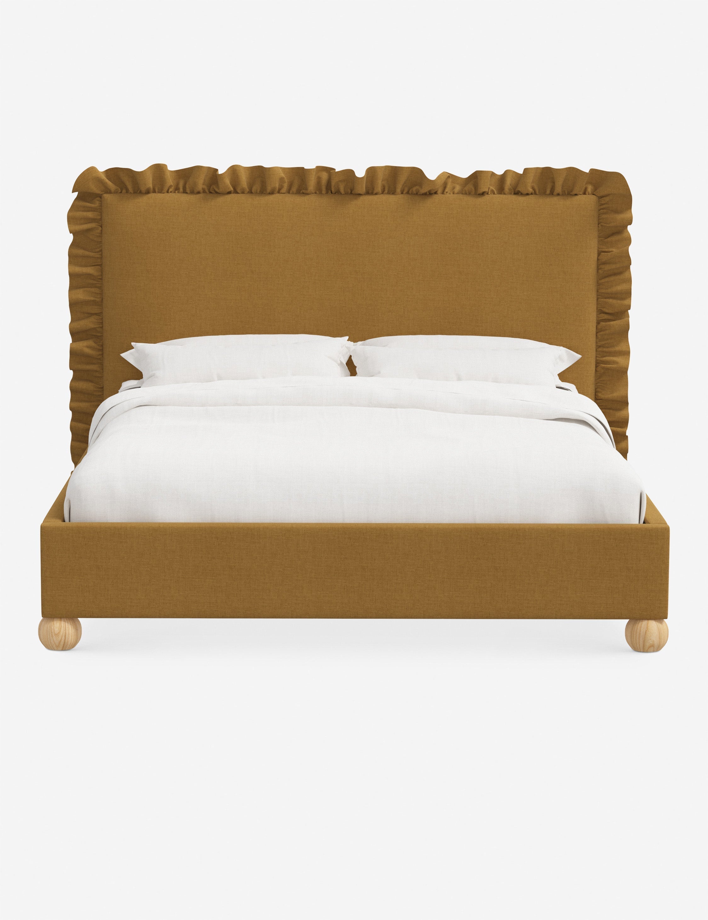 Mira Platform Bed | Ruffled Headboard, Custom Upholstery