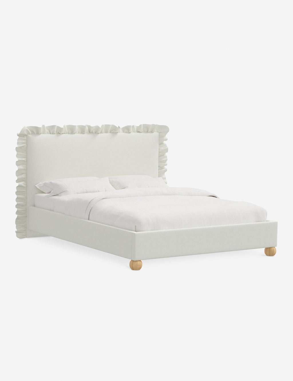 Mira Platform Bed | Ruffled Headboard, Custom Upholstery