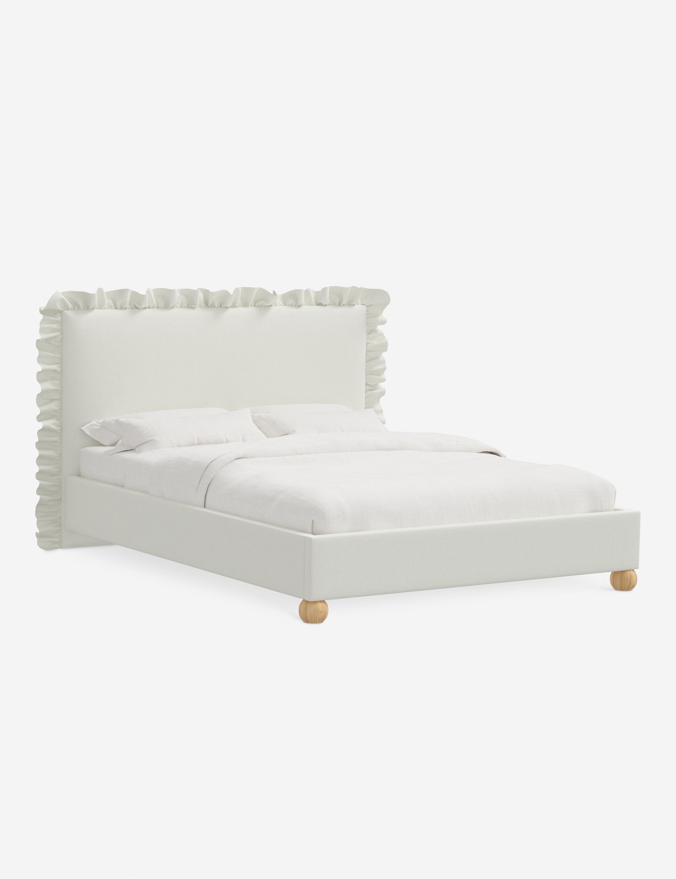 Mira Platform Bed | Ruffled Headboard, Custom Upholstery