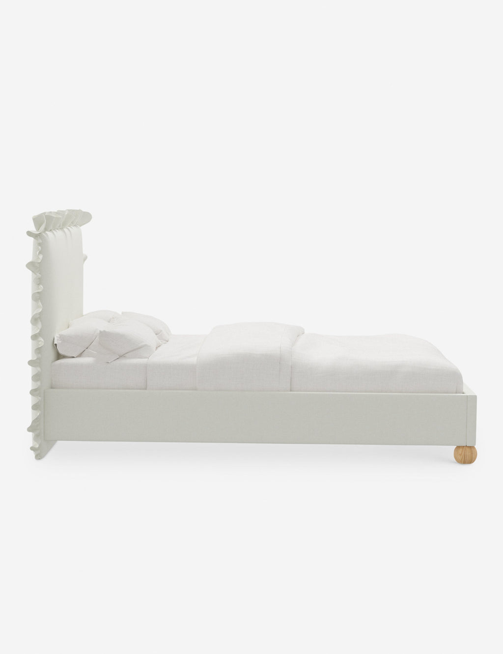 Mira Platform Bed | Ruffled Headboard, Custom Upholstery
