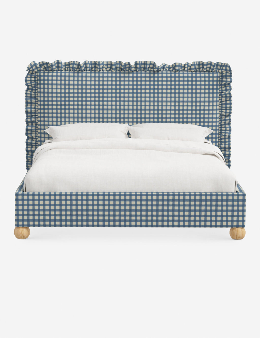 Mira Platform Bed | Ruffled Headboard, Custom Upholstery