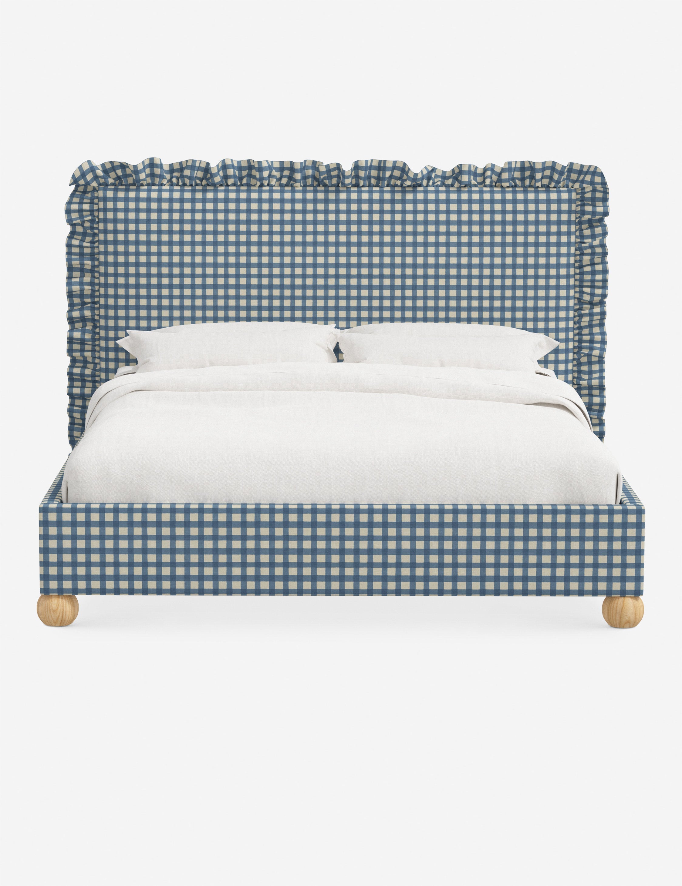 Mira Platform Bed | Ruffled Headboard, Custom Upholstery