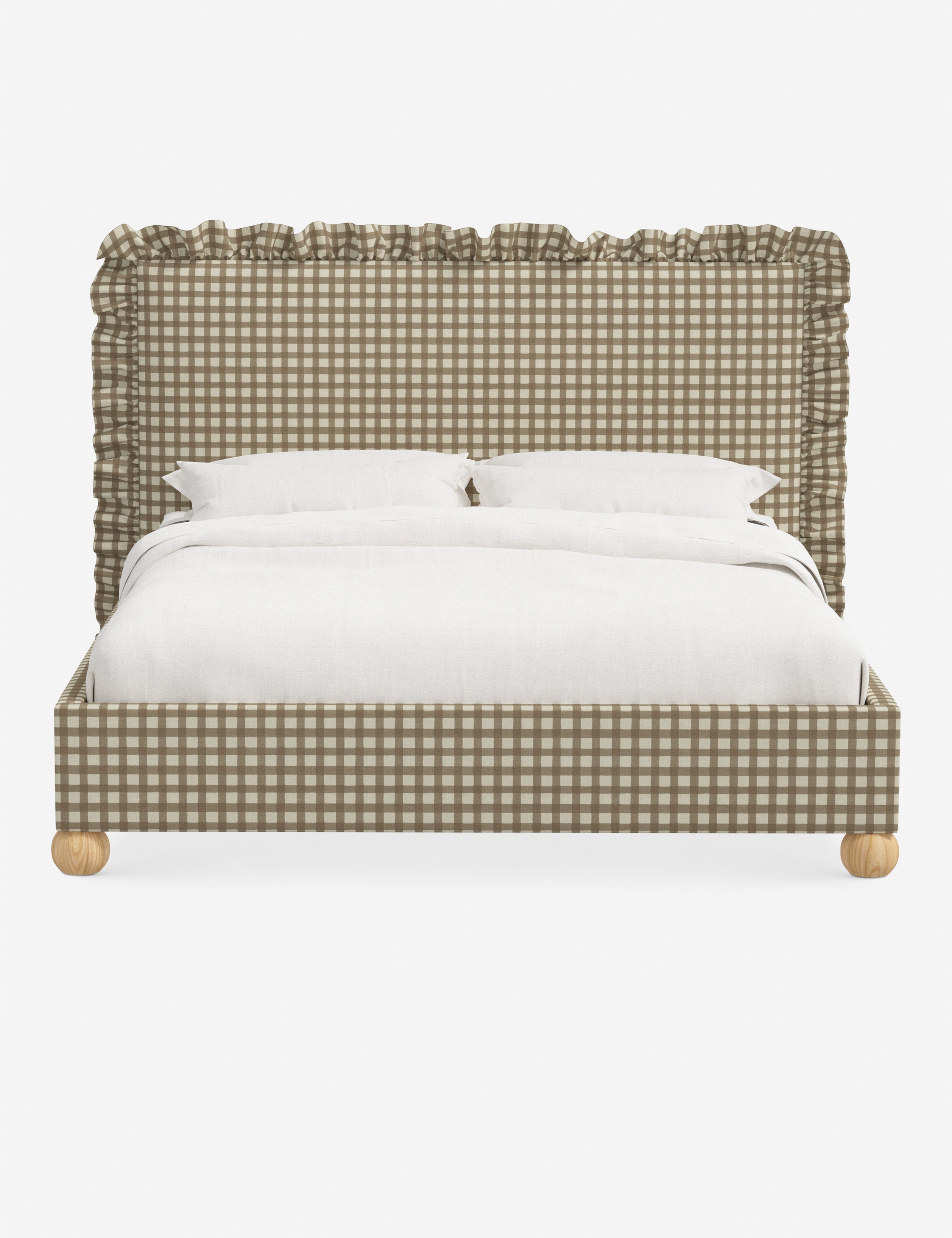 Mira Platform Bed | Ruffled Headboard, Custom Upholstery