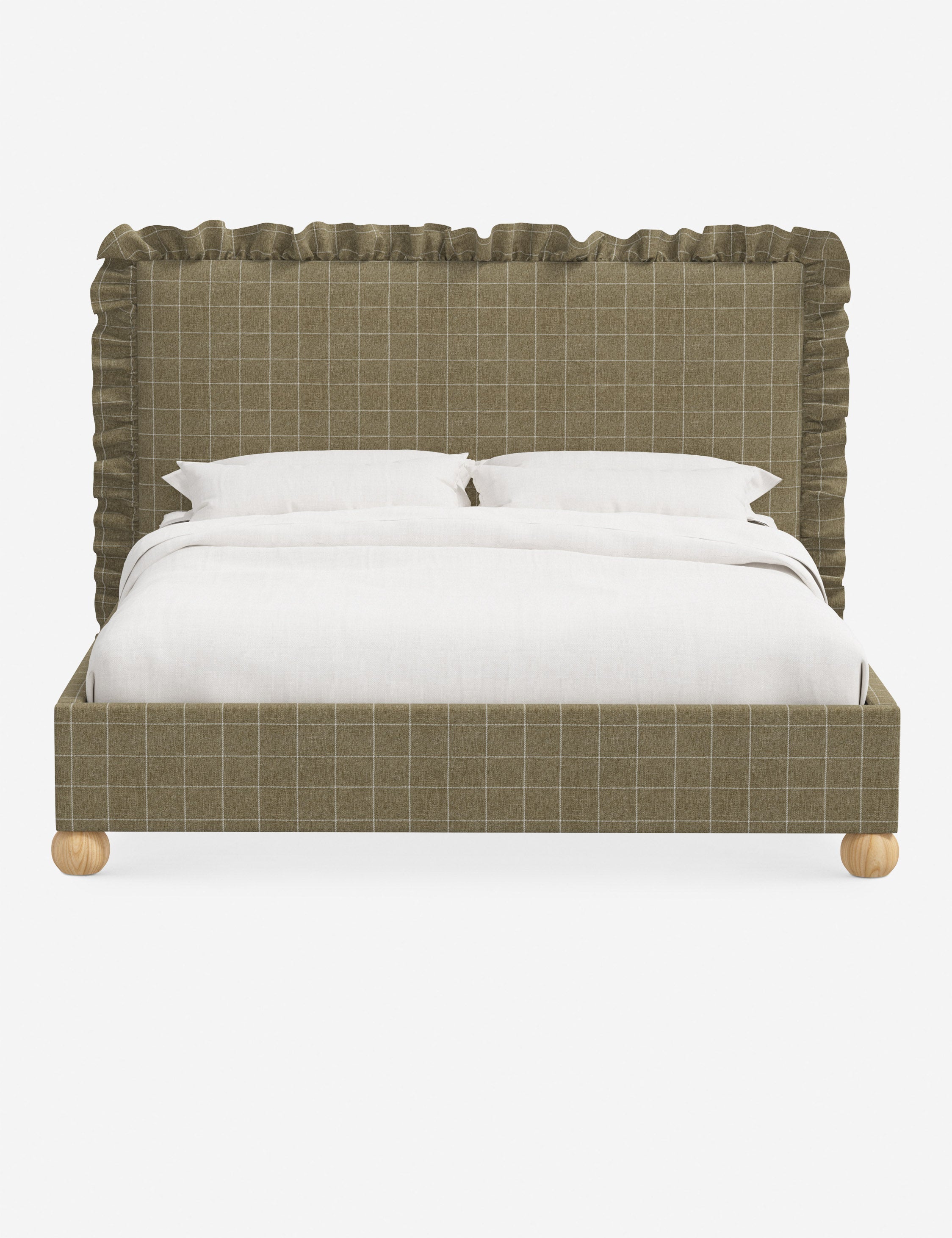 Mira Platform Bed | Ruffled Headboard, Custom Upholstery