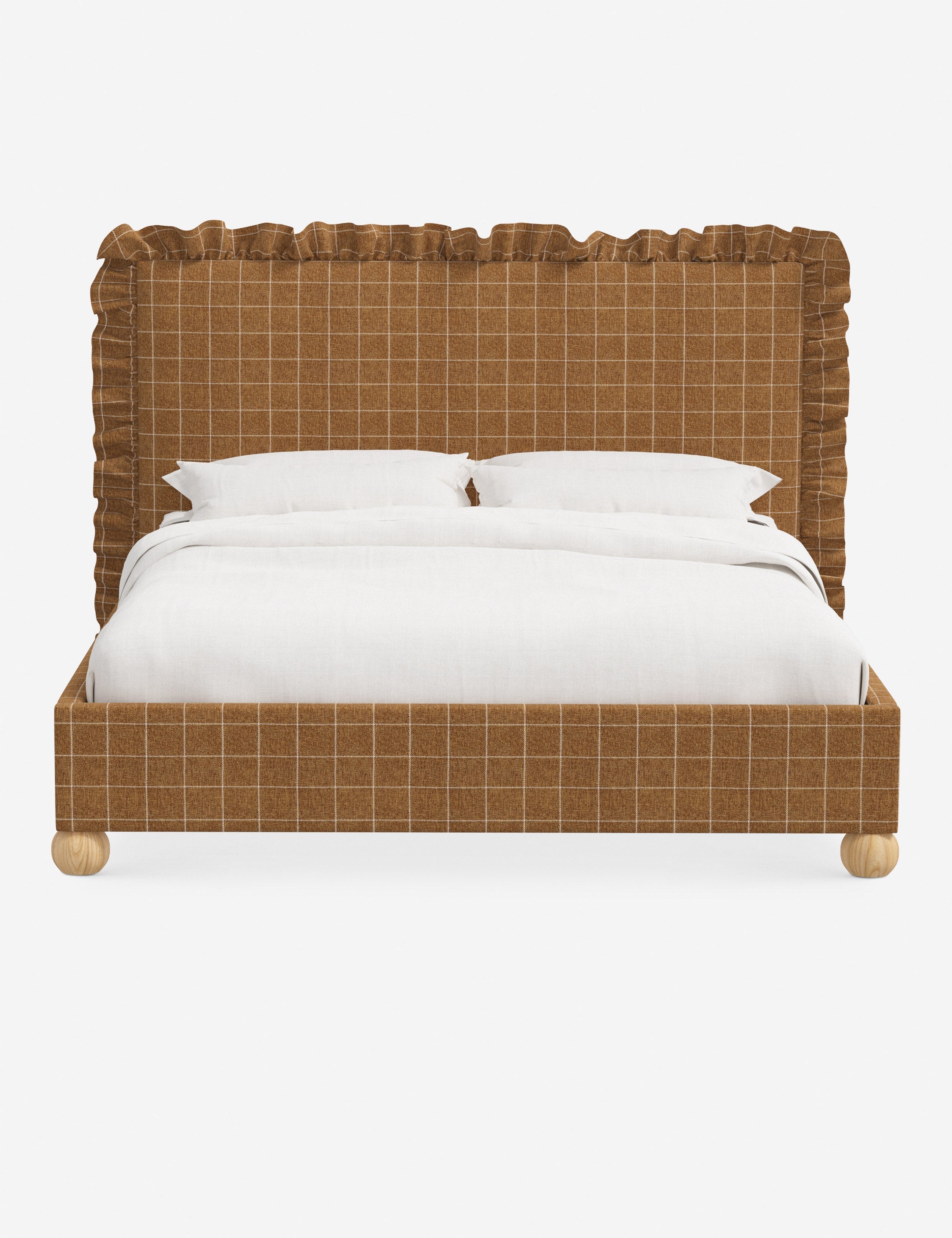 Mira Platform Bed | Ruffled Headboard, Custom Upholstery