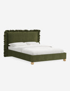 Mira Platform Bed | Ruffled Headboard, Custom Upholstery