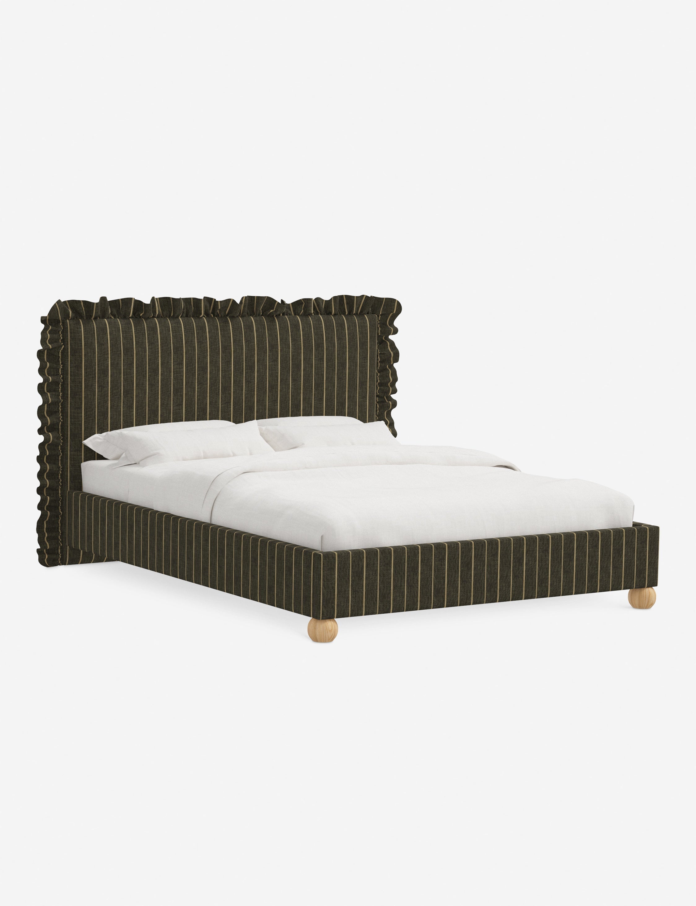 Mira Platform Bed | Ruffled Headboard, Custom Upholstery