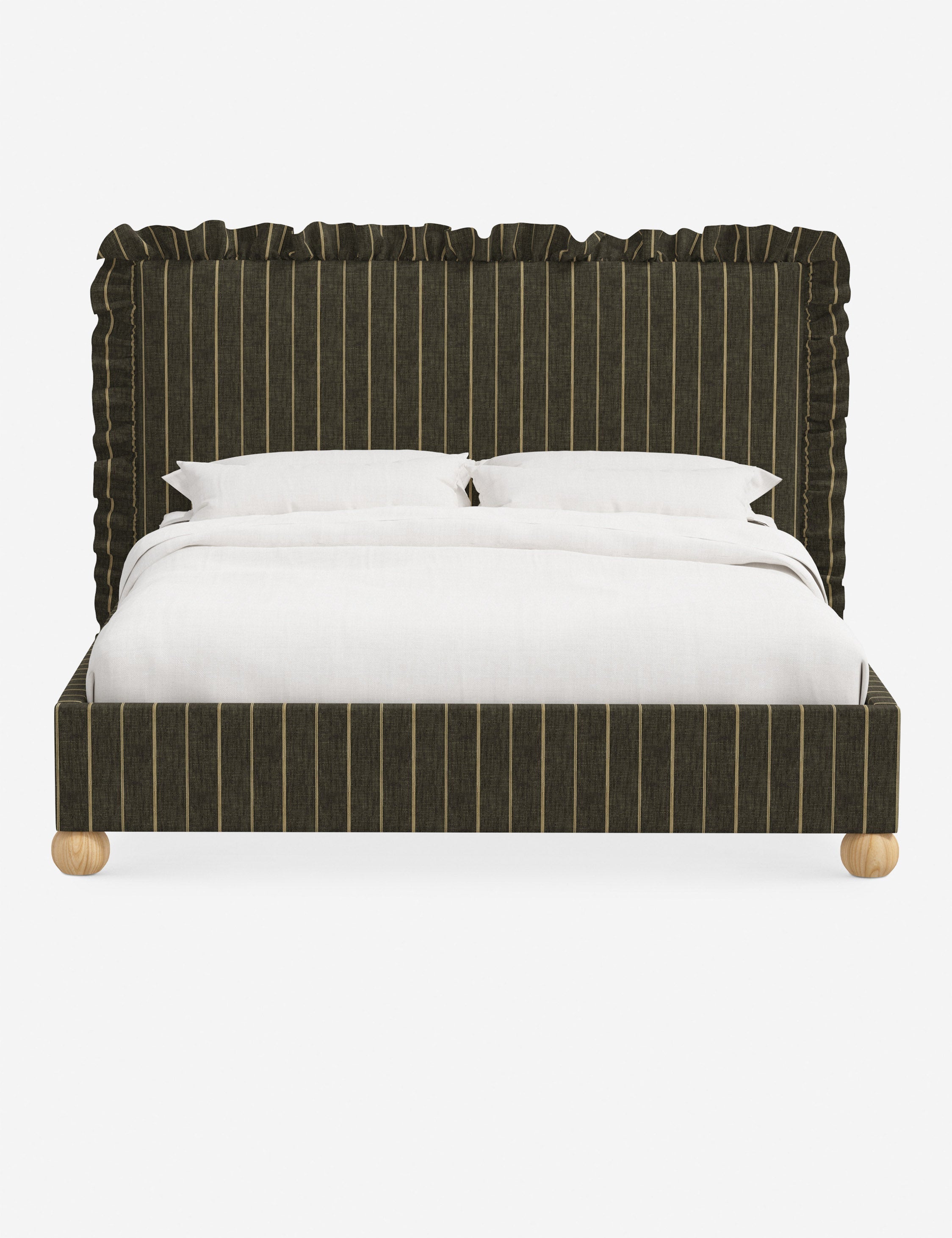 Mira Platform Bed | Ruffled Headboard, Custom Upholstery