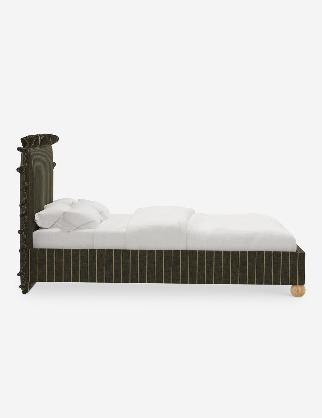 Mira Platform Bed | Ruffled Headboard, Custom Upholstery