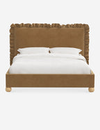 Mira Platform Bed | Ruffled Headboard, Custom Upholstery