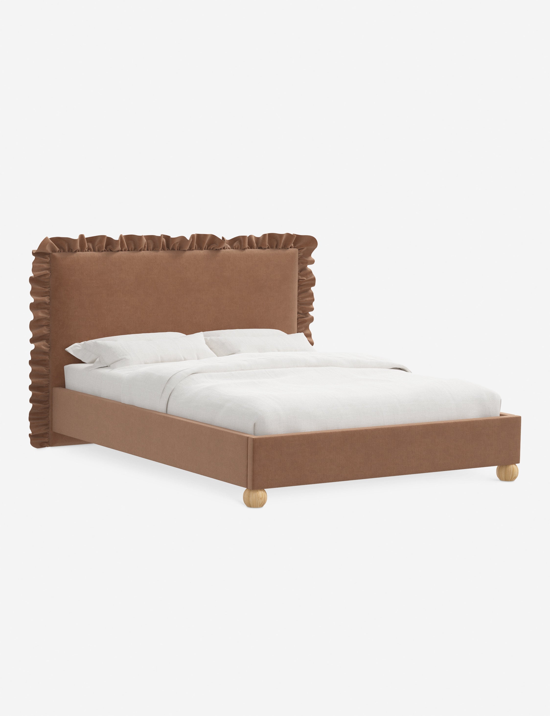 Mira Platform Bed | Ruffled Headboard, Custom Upholstery