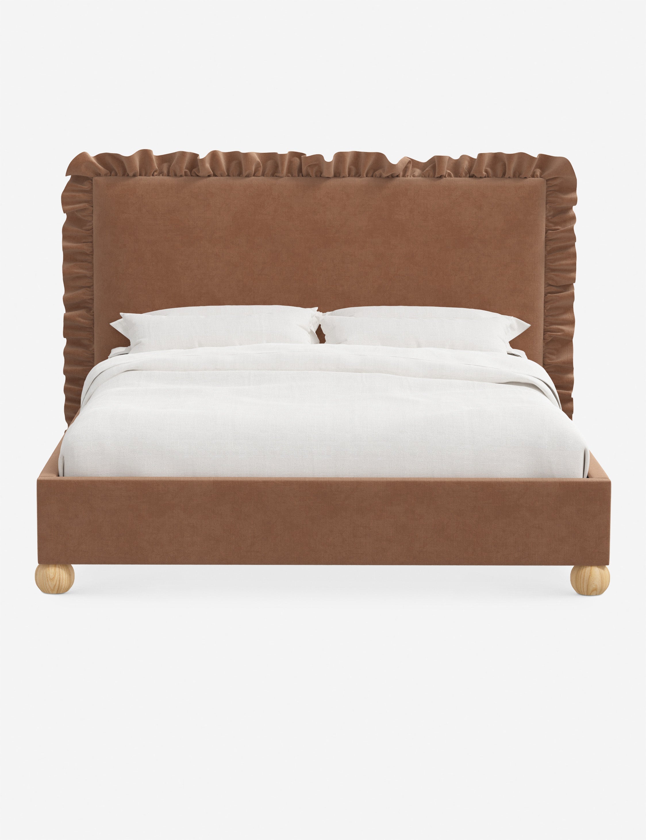 Mira Platform Bed | Ruffled Headboard, Custom Upholstery