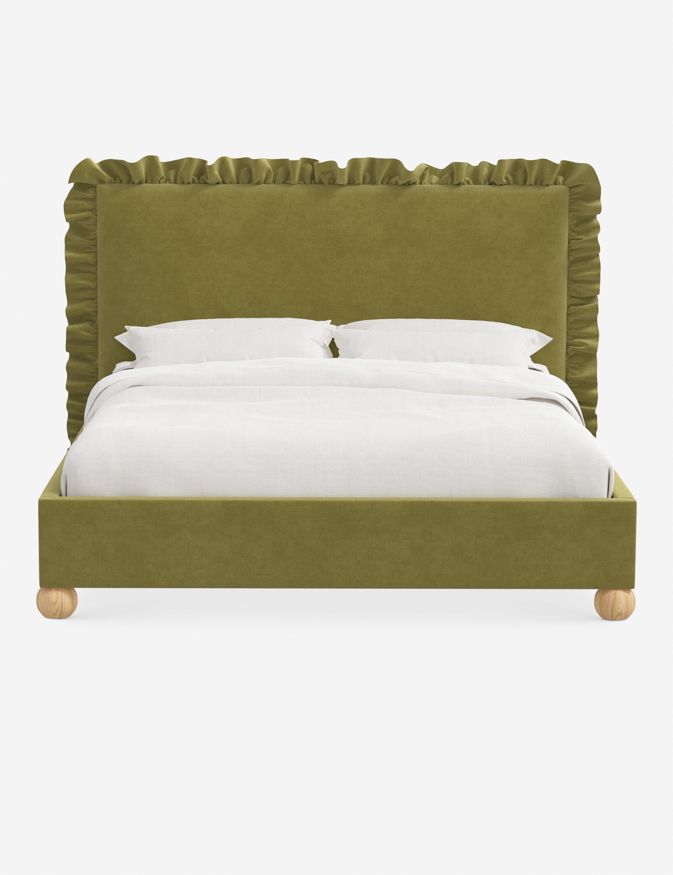 Mira Platform Bed | Ruffled Headboard, Custom Upholstery