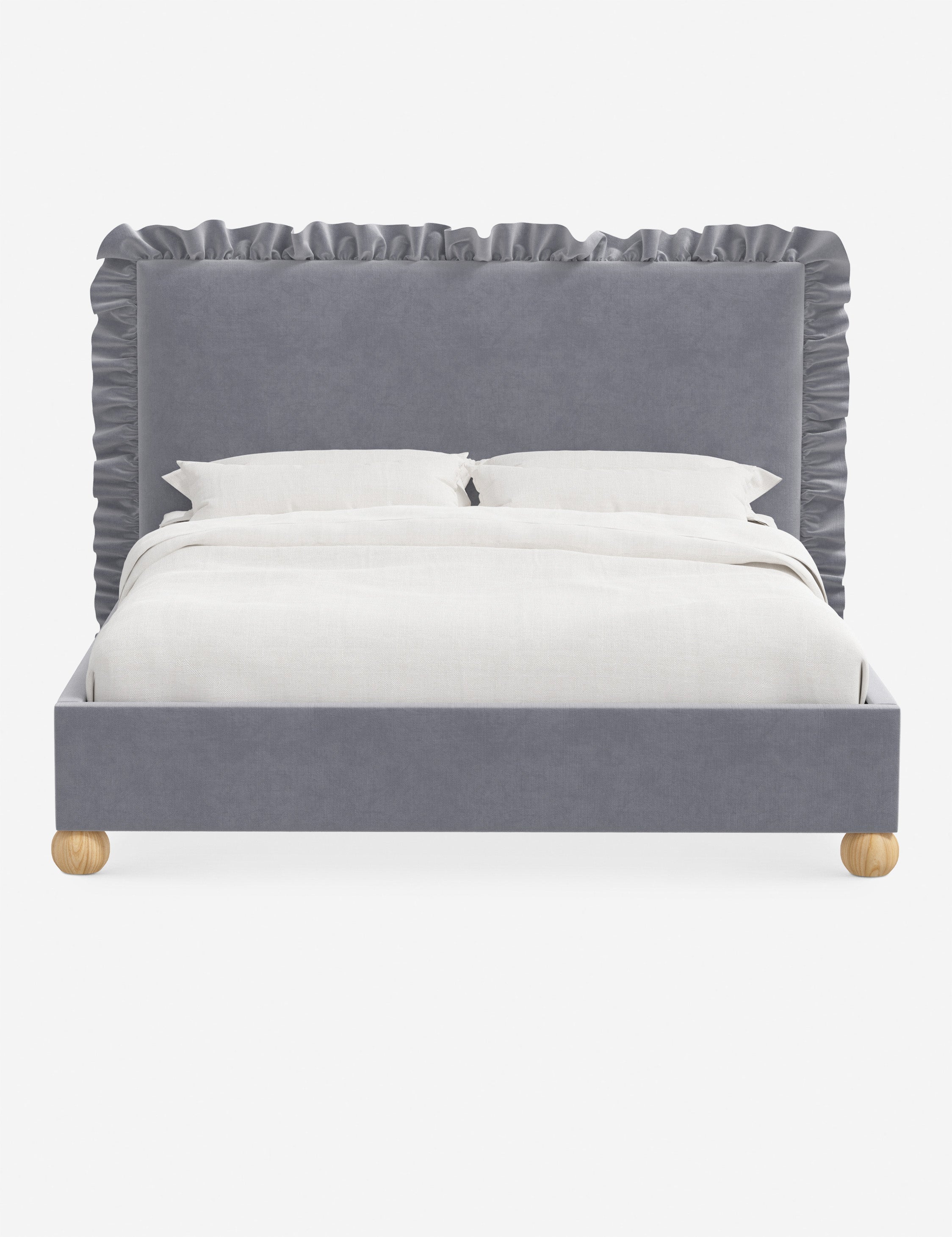 Mira Platform Bed | Ruffled Headboard, Custom Upholstery