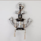 Rustic Industrial Wooden Wall Sconce Lamp with Vintage Boat Anchor Design - 1-Light