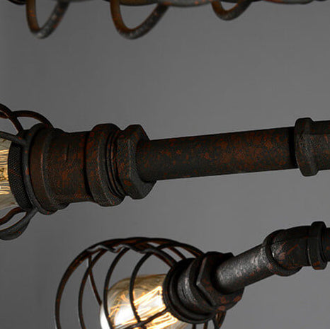 Industrial Vintage Round Iron Flush Mount Ceiling Light - Available in 4, 6, or 8 Lights