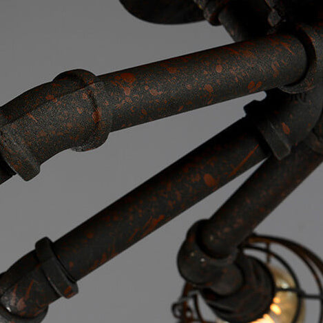 Industrial Vintage Round Iron Flush Mount Ceiling Light - Available in 4, 6, or 8 Lights