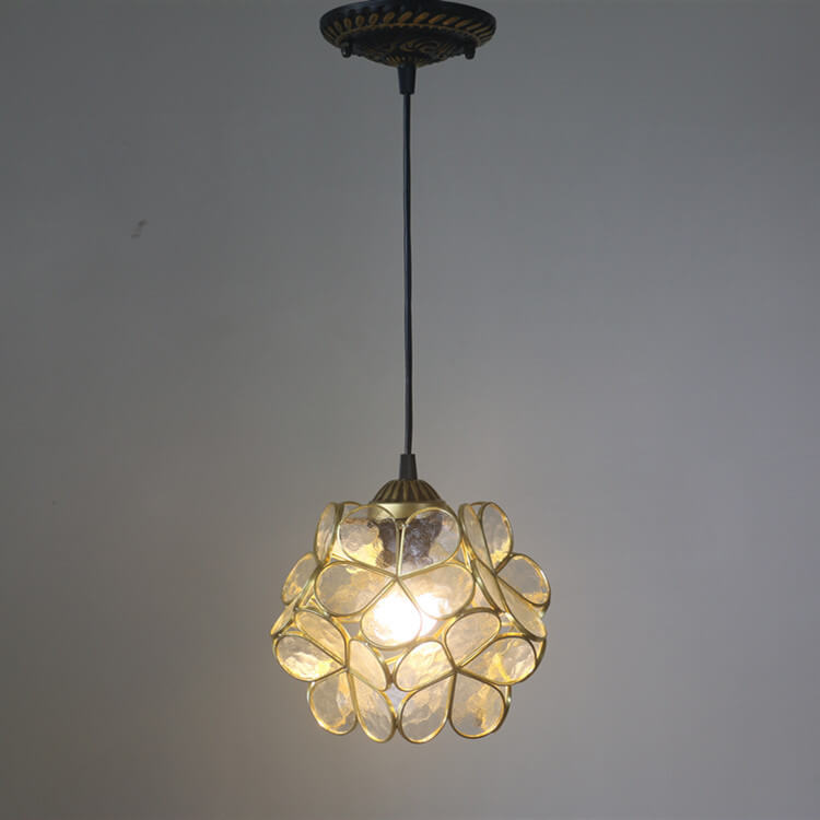 Retro Stained Glass Petal Single-Light Pendant Fixture