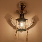 Rustic Industrial Wooden Wall Sconce Lamp with Vintage Boat Anchor Design - 1-Light