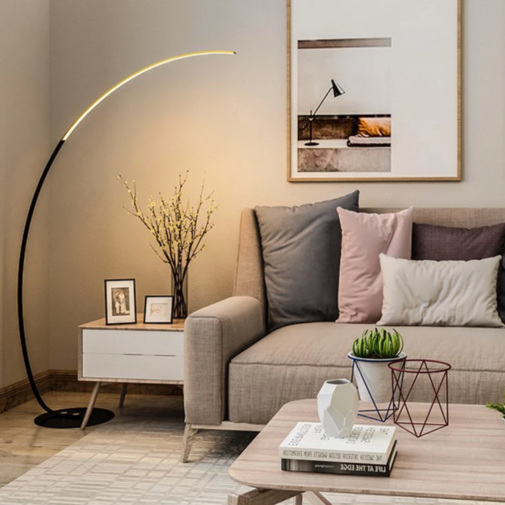 Eclipse – Black Minimalist Curved LED Floor Lamp 40W