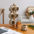 Bela Ceramic Cup Set | 6 Nordic Cups with Bamboo Stand & Coasters