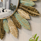 Bela Sunburst Mirror | Handcrafted Metal, Teal & Gold Design