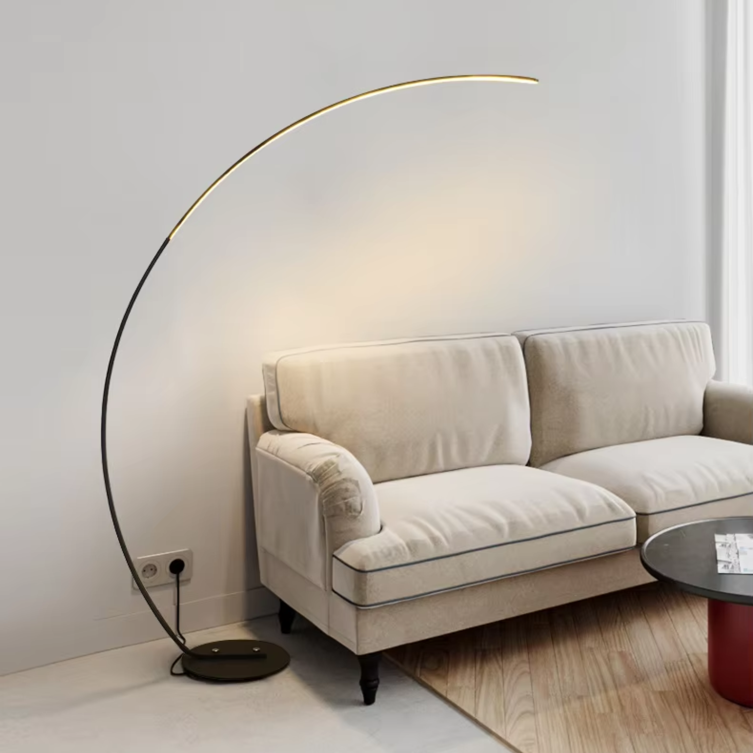 Eclipse – Black Minimalist Curved LED Floor Lamp 40W