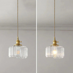 Gryo Glass Pendant Light | Ribbed Green Shade, E27 Fitting