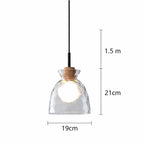 Nordic Rippled Glass and Wood LED Pendant Light | 1-Light