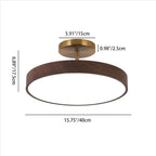 Japanese Wabi-Sabi Minimalist Round Wood Grain LED Semi-Flush Mount Light