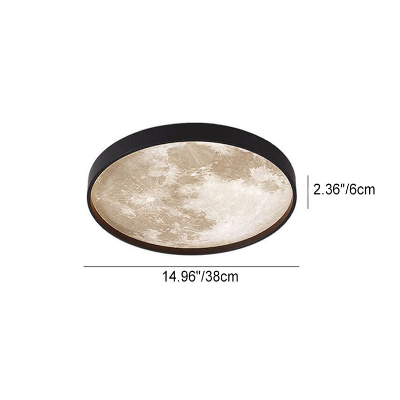 Nordic-Inspired Round LED Flush Mount Ceiling Light with Moon Design