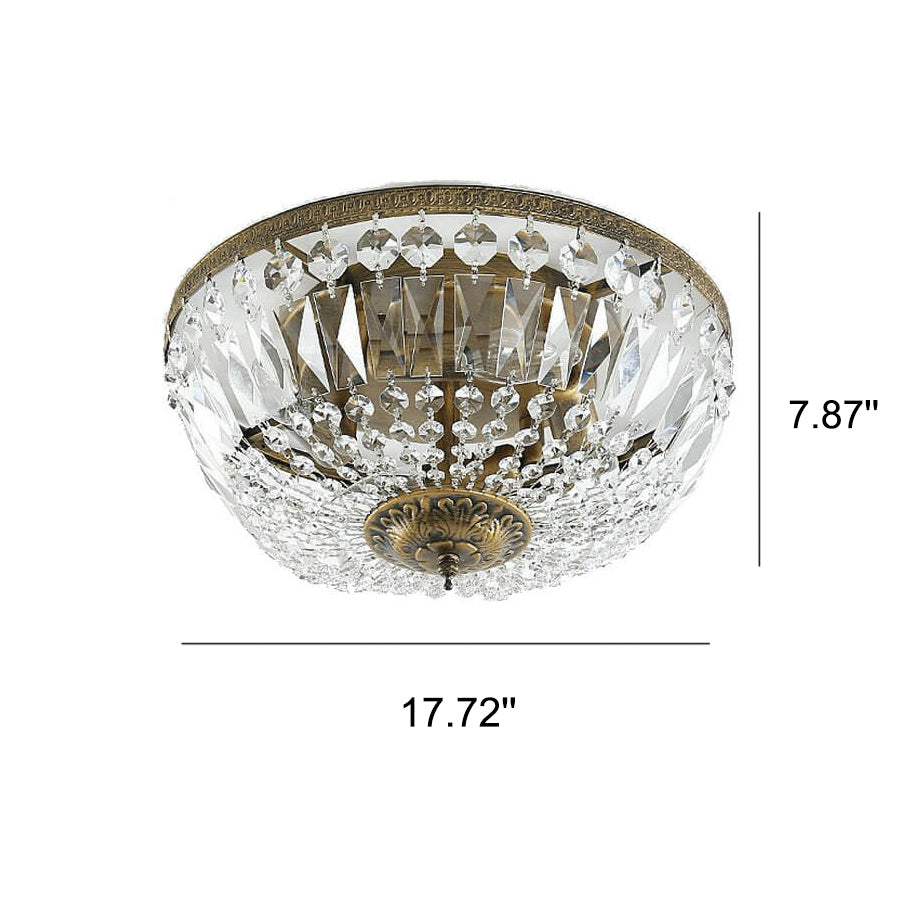 Retro Round Crystal Flush Mount Ceiling Light - 4/6 Lights