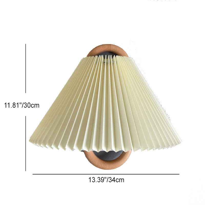 Contemporary Solid Wood Pleated Semi-Circle Wall Sconce Lamp with Single Light