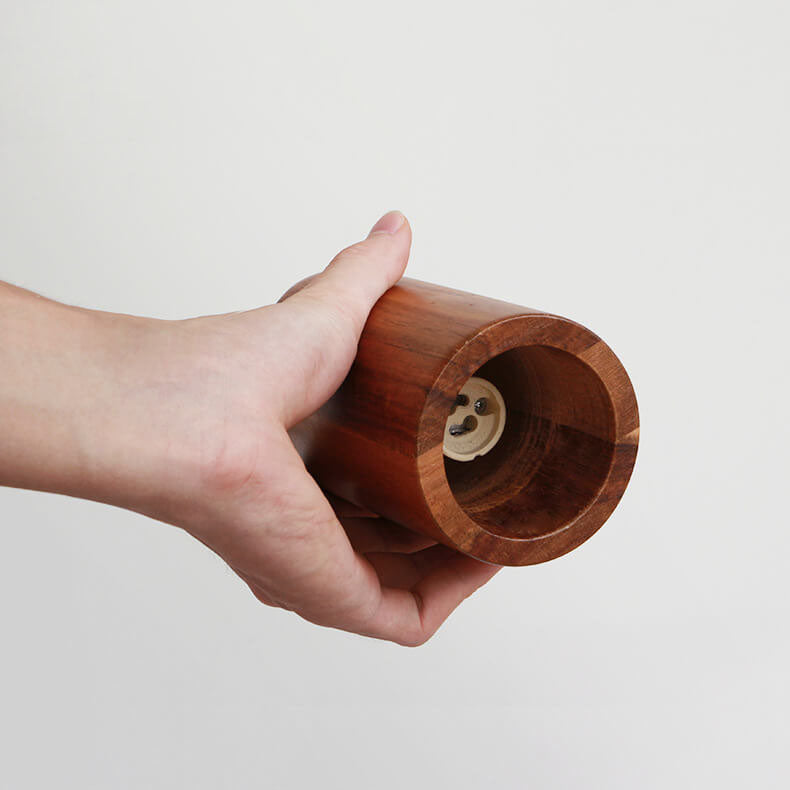Minimalist Wooden Cylinder Small Pendant Light with Single Bulb