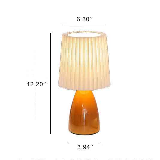 Vintage Nordic Pleated Shade Table Lamp with Glass Base - 1 Light