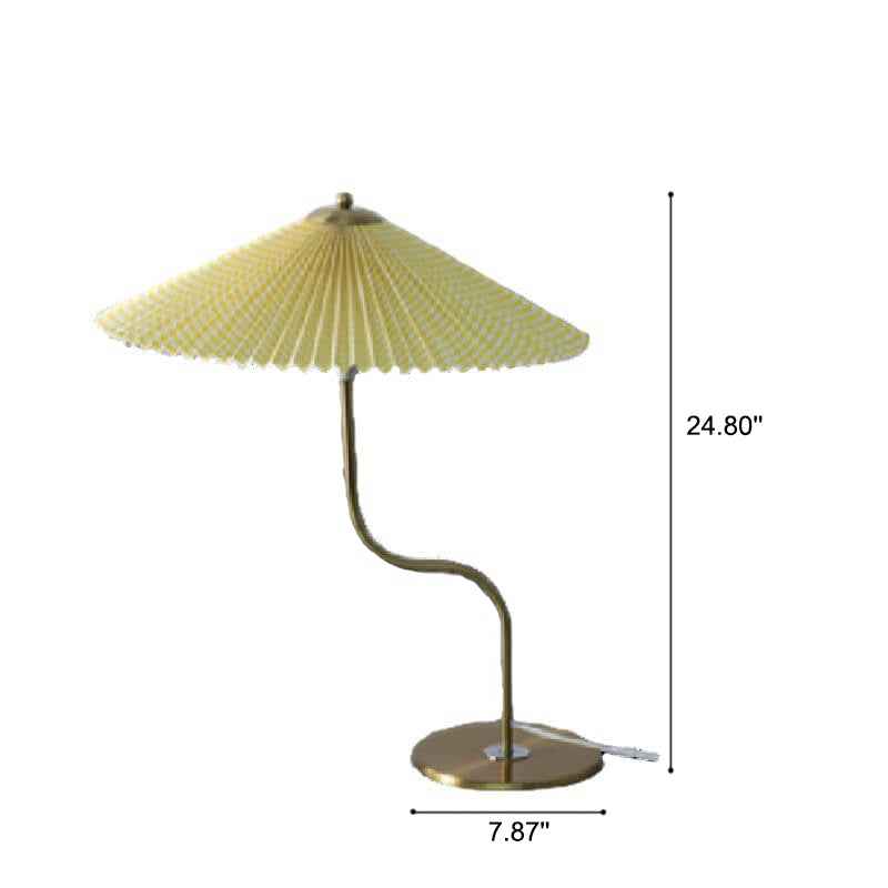 Vintage-Inspired Pleated Umbrella 1-Light Decorative Table Lamp