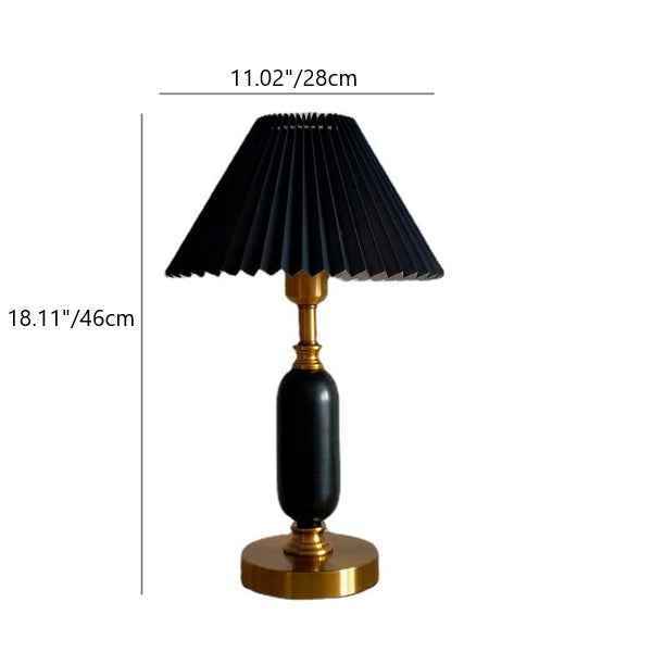 Vintage-Inspired Pleated Shade Column Base Table Lamp with 1 Light